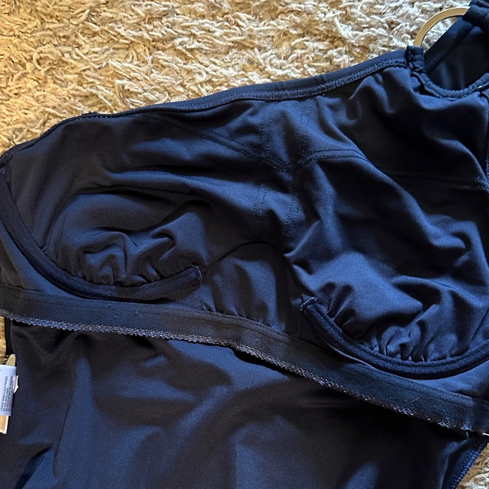 Michael Kors One-Shoulder Blue Swimsuit with Ring Detail - Picture 4 of 5